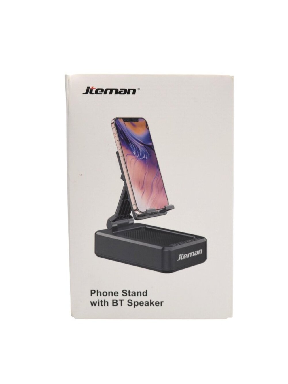 Jteman Wireless Phone Stand With BT Speaker Adjustable Angle Portable Design